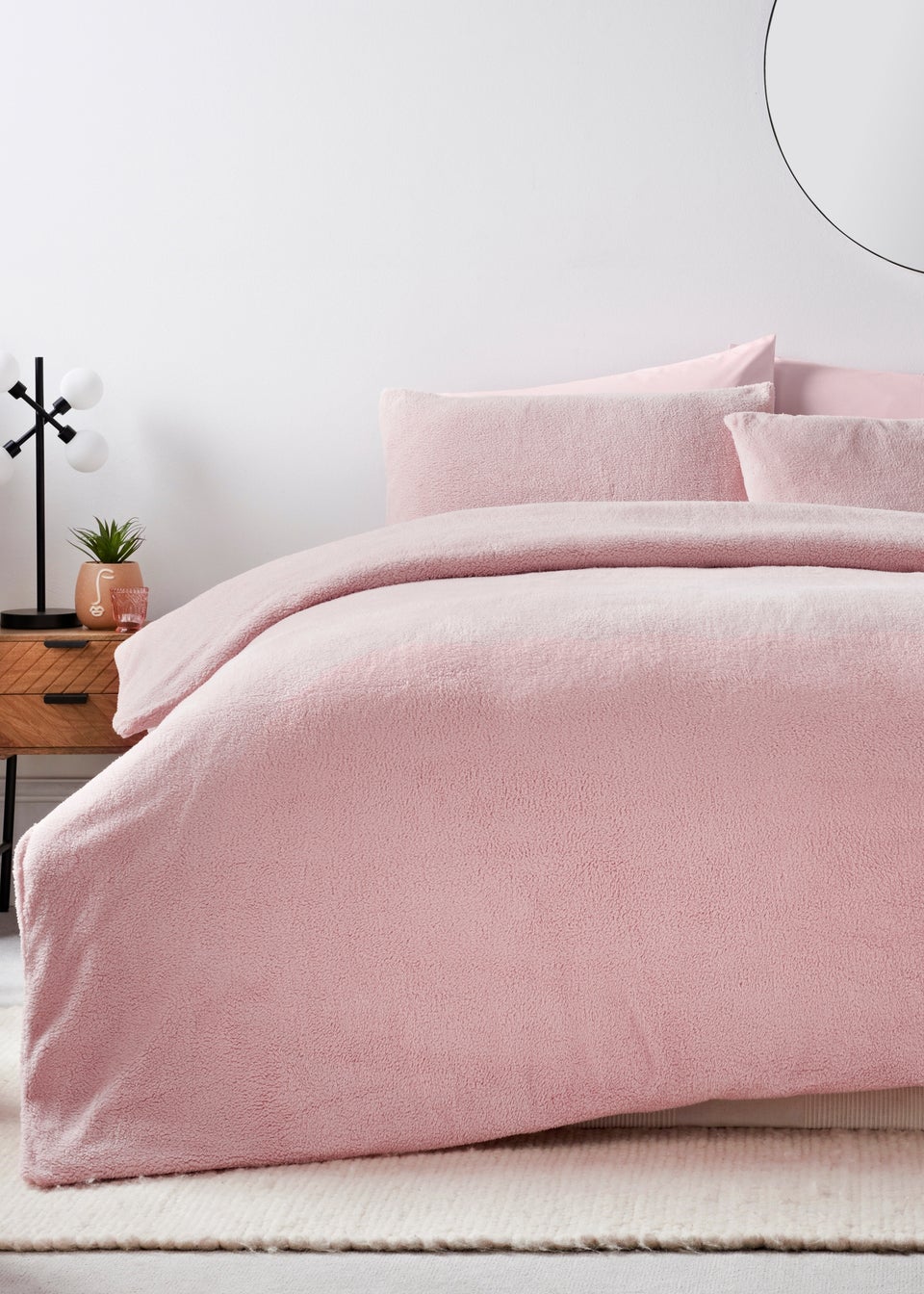 Pink Teddy Fleece Duvet Set Matalan