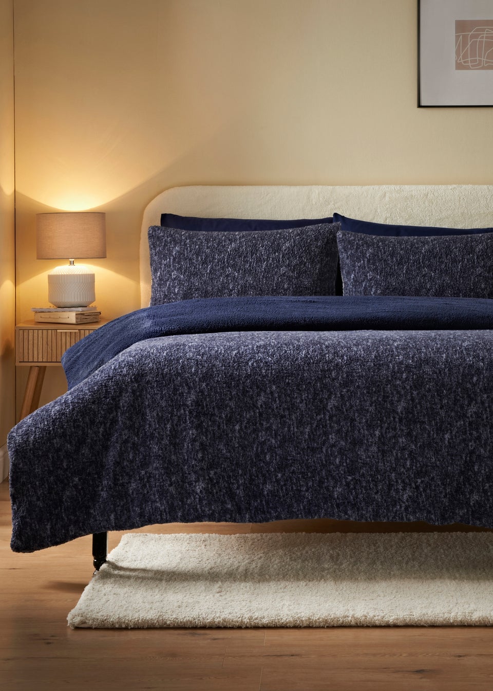 Blue Teddy Fleece Duvet Set Matalan