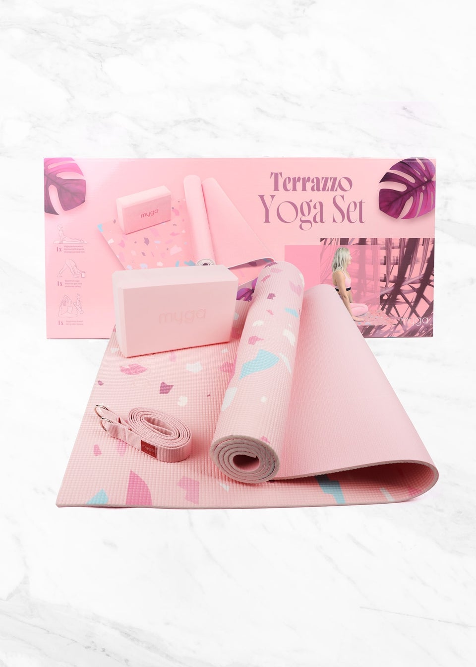 Myga Pink Terrazzo Yoga Set