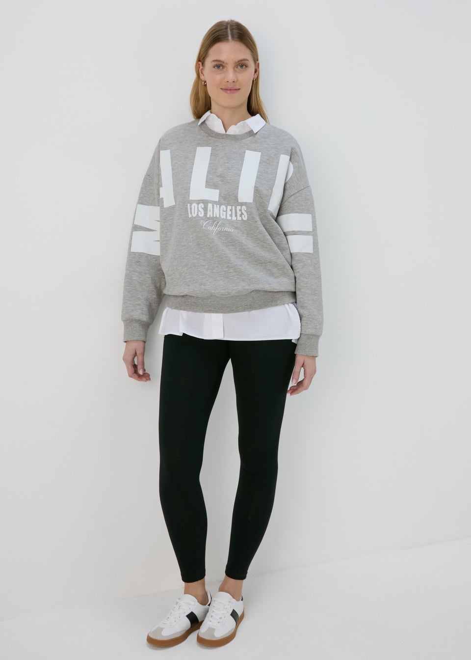 Grey Marl Over Arm Slogan Sweatshirt