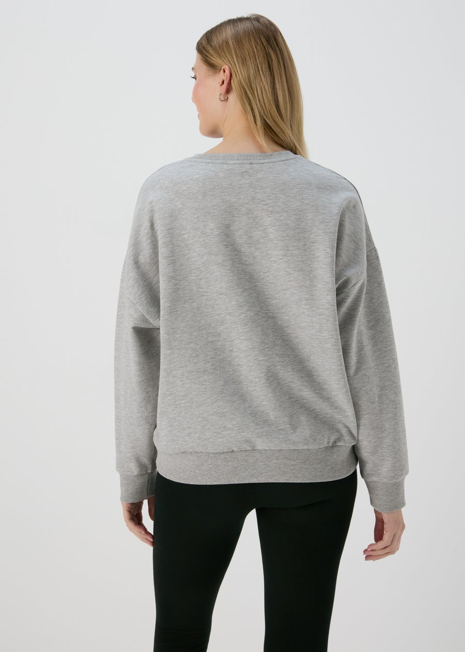 Grey Marl Over Arm Slogan Sweatshirt