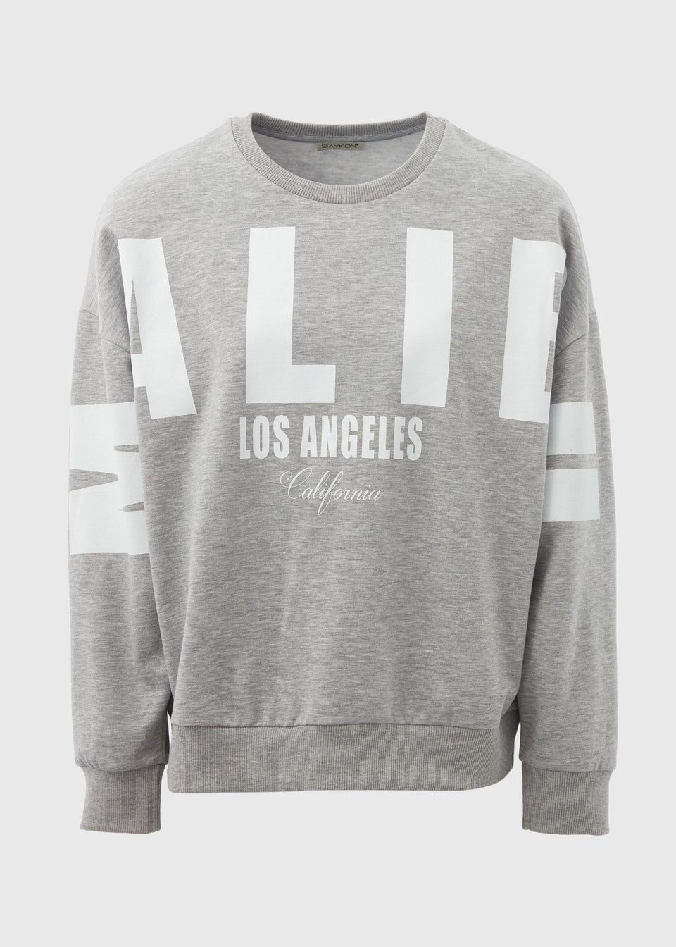 Grey Marl Over Arm Slogan Sweatshirt