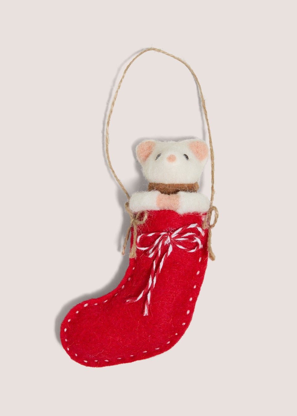 Joyful Felt Animal Stocking Tree Decoration