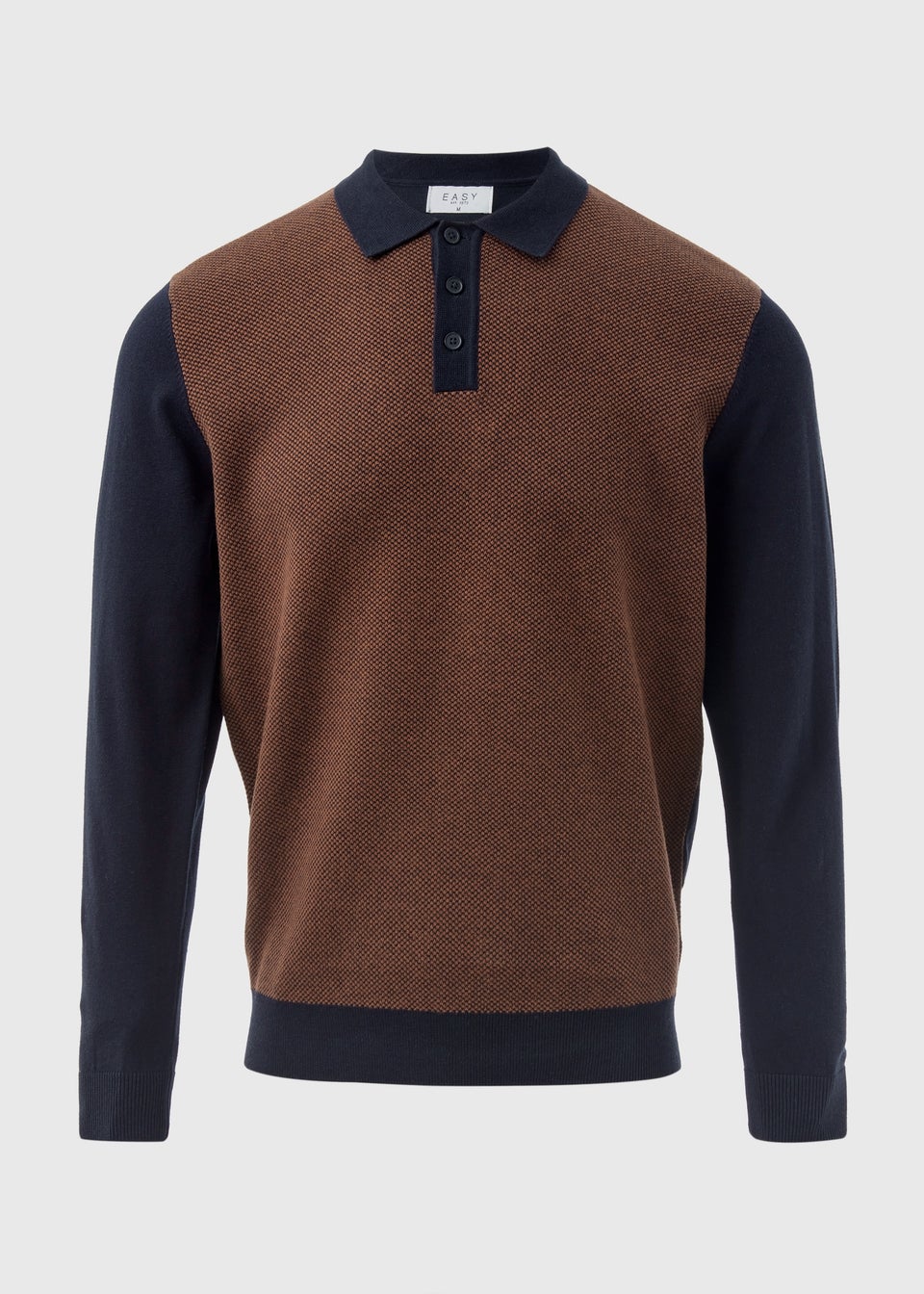 Rust Textured Knit Polo Shirt