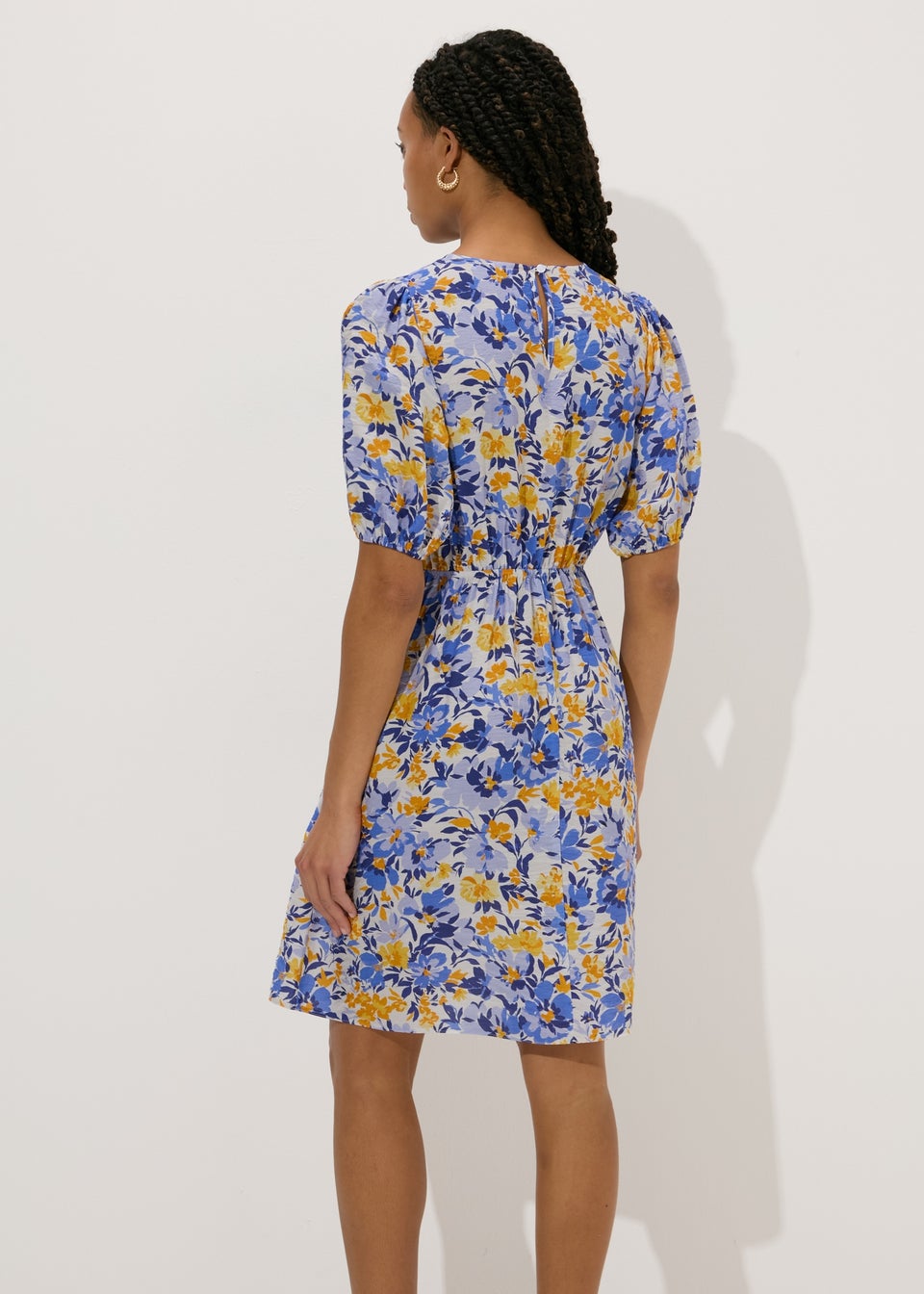 Purple Floral Mini Tea Dress