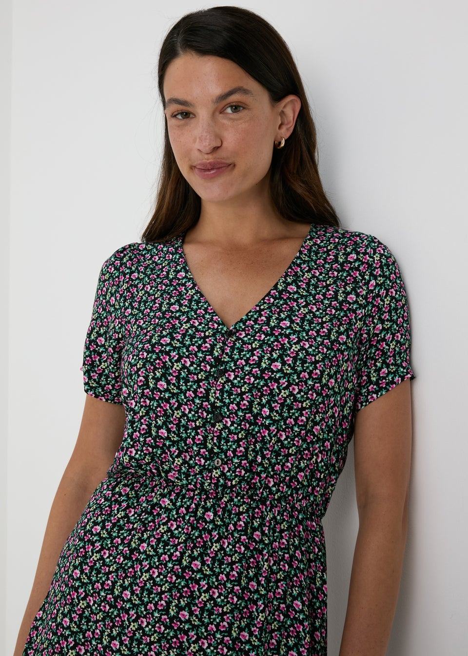 Multicoloured Floral Midi Dress