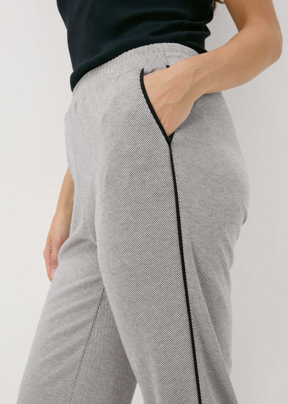 Grey Textured Tapered Joggers