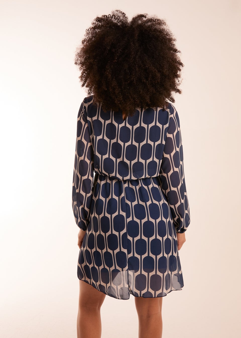 Blue Vanilla Navy Geometric Print Dress