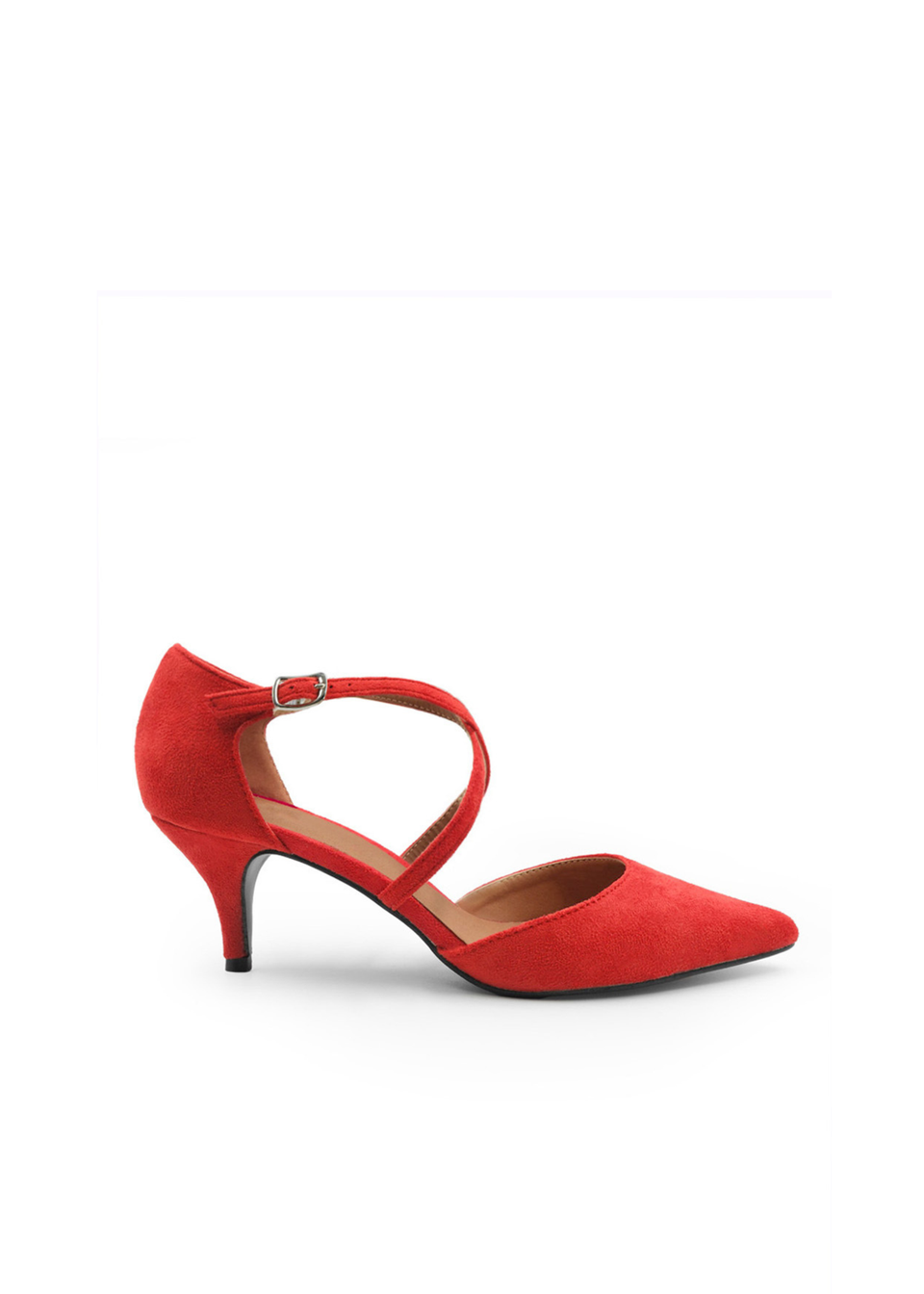 Where's That From Red Suede Kennedi Low Kitten Heels
