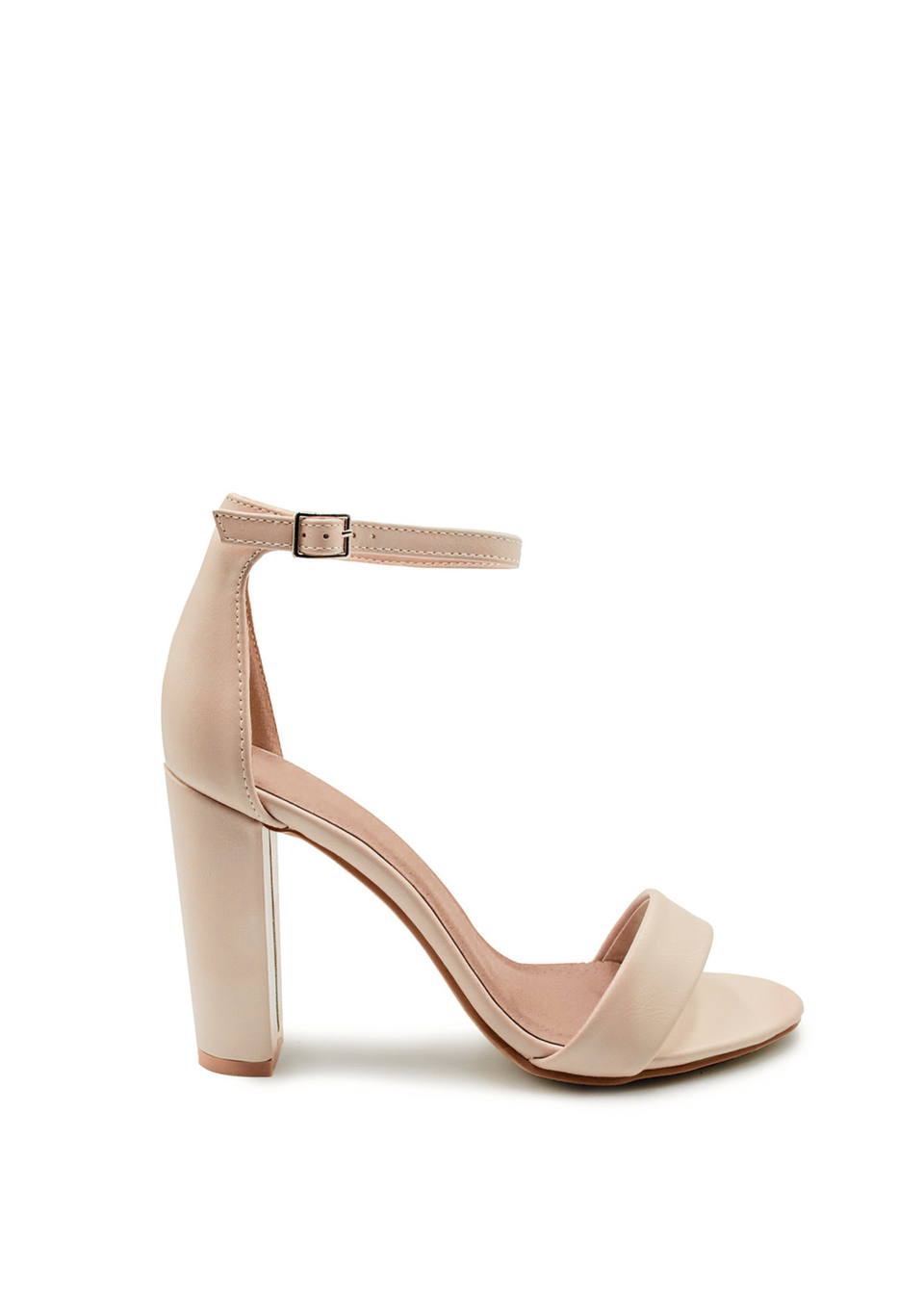 Where's That From Nude Pu Skye Strappy Block Heels