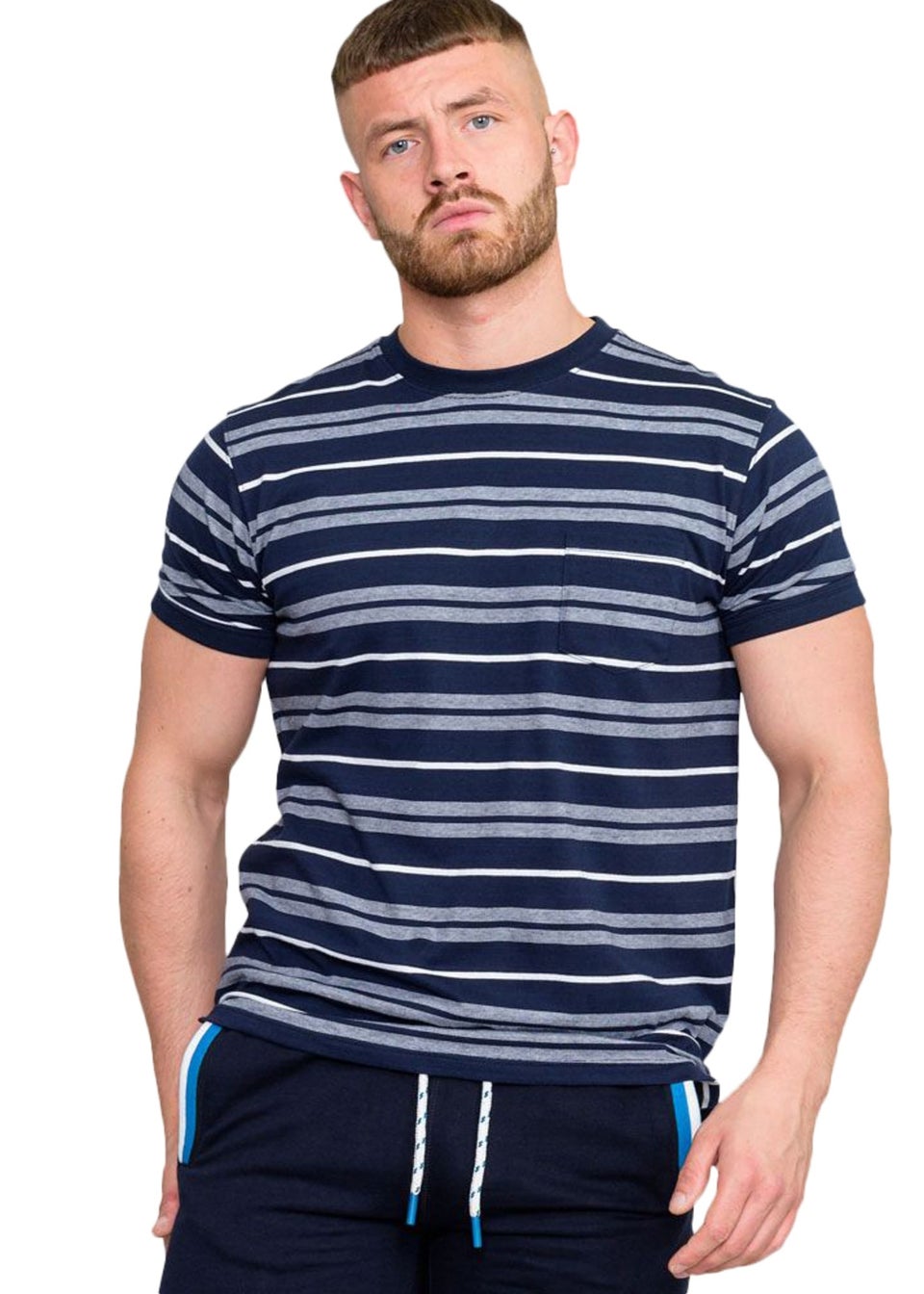 Duke Navy/White Piccadilly Yarn Dyed Stripe Jacquard Kingsize T-Shirt