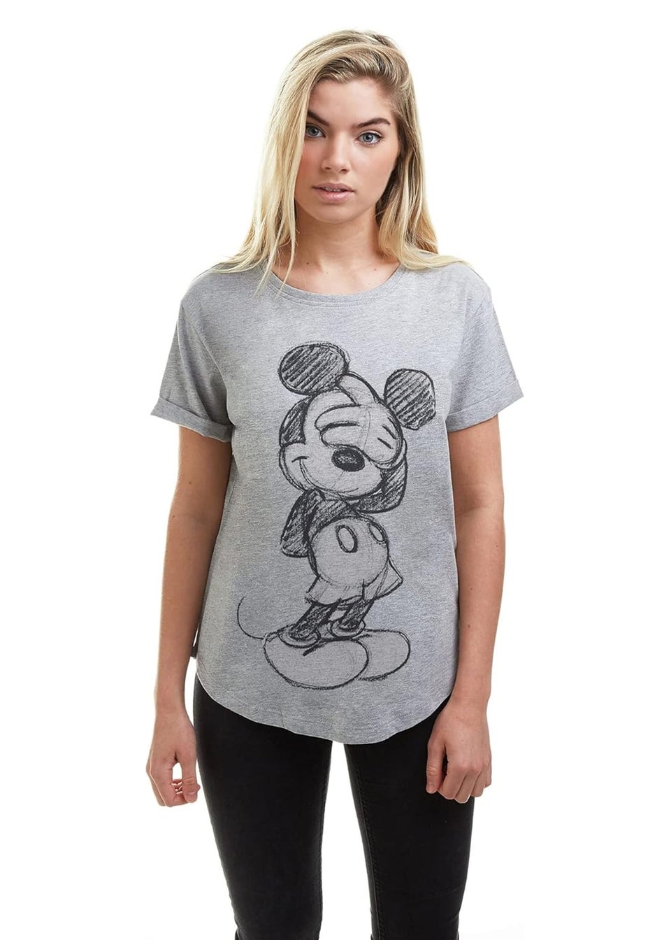 Disney Grey Shy Mickey Mouse Heather T-Shirt