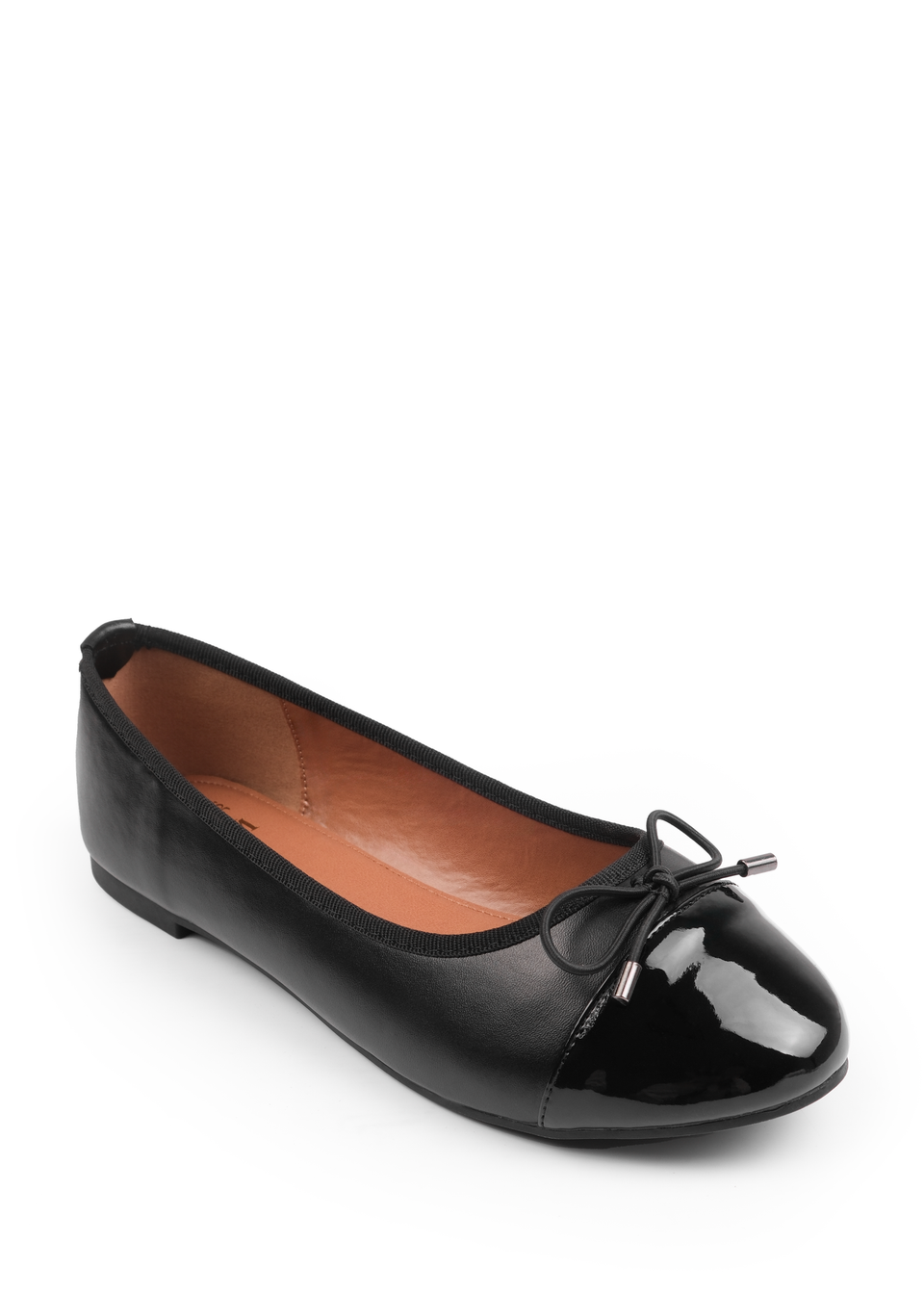 Where's That From Black Janice Ballerina Flats With Bow Detail