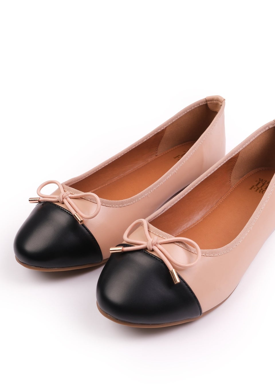 Where's That From Cream Janice Ballerina Flats With Bow Detail