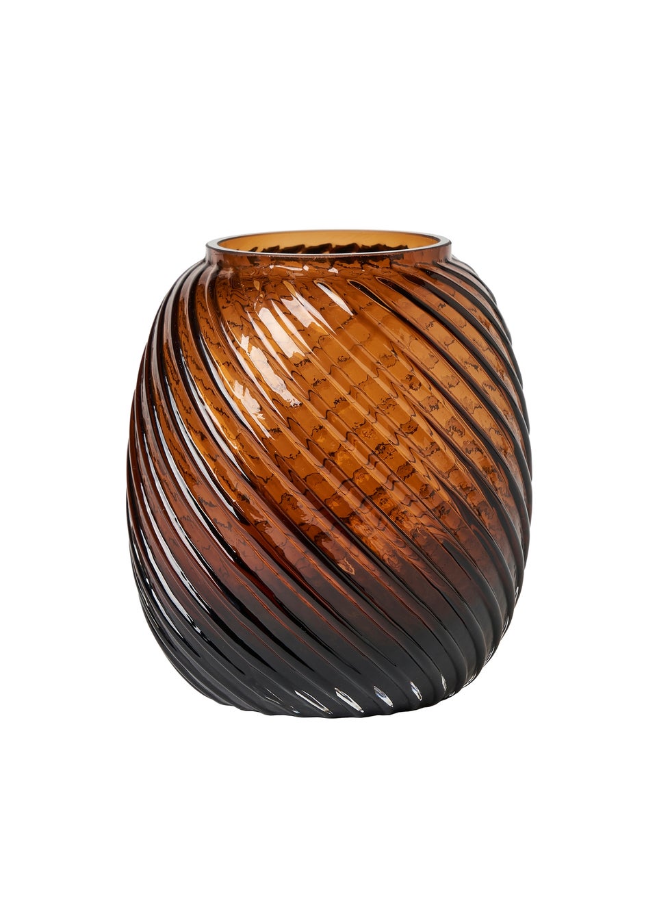 BHS Brown Lenticular Glass Vase Cognac