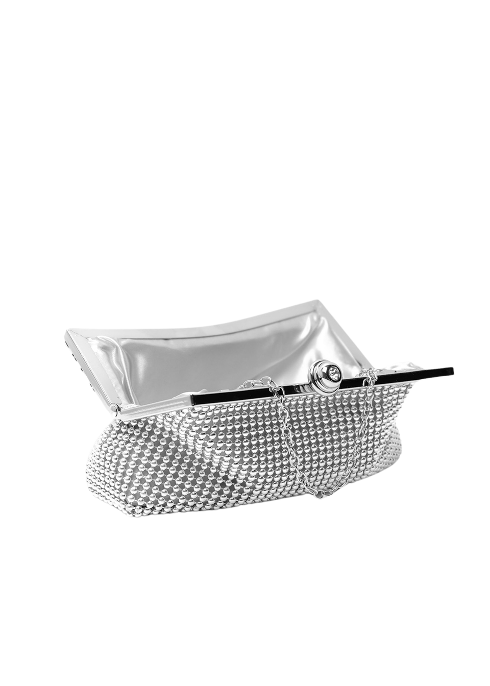 Where's That From Silver Caroline Crystal Embellished Evening Clutch Bag