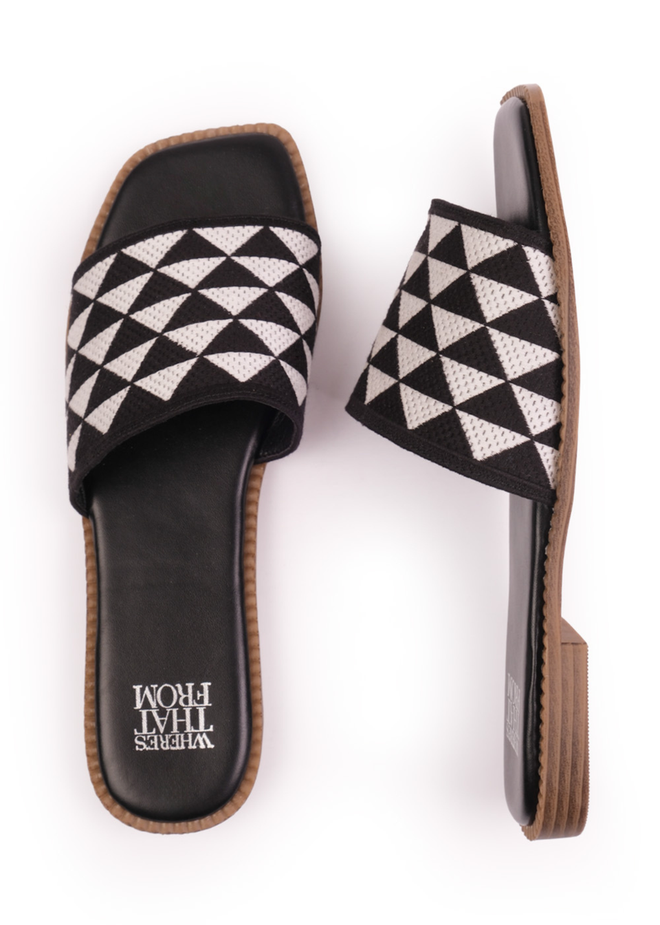 Where's That From Black Pu Sycamore Flat Sandals