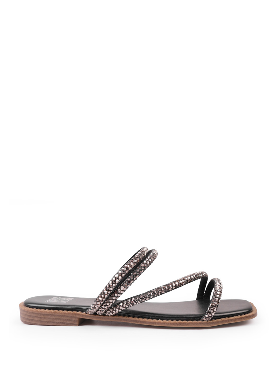 Where's That From Black Pu Dream Strappy Flat Sandals