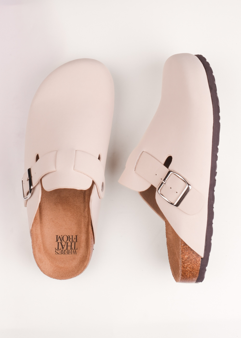 Where's That From Cream Nubuck Palm Closed Toe Flat Sandals