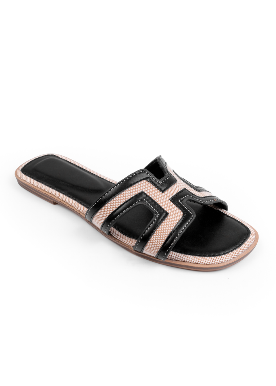 Where's That From Black Surge Cut Out Strap Flat Sandals