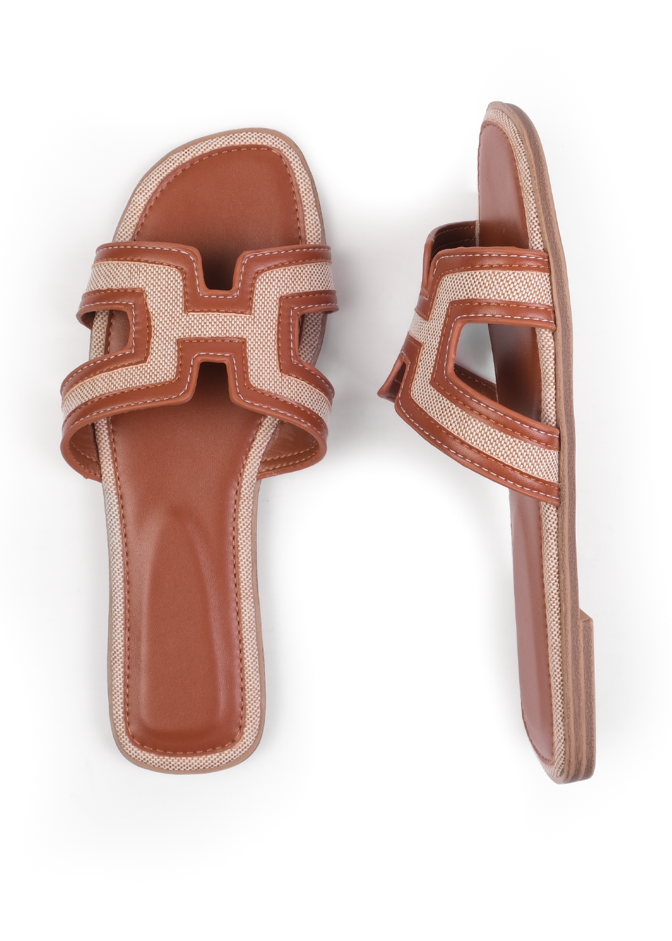 Where's That From Tan Surge Cut Out Strap Flat Sandals
