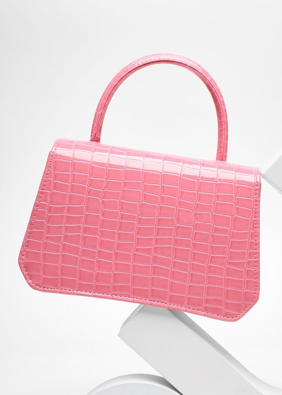 Quiz Pink Croc Print Bag