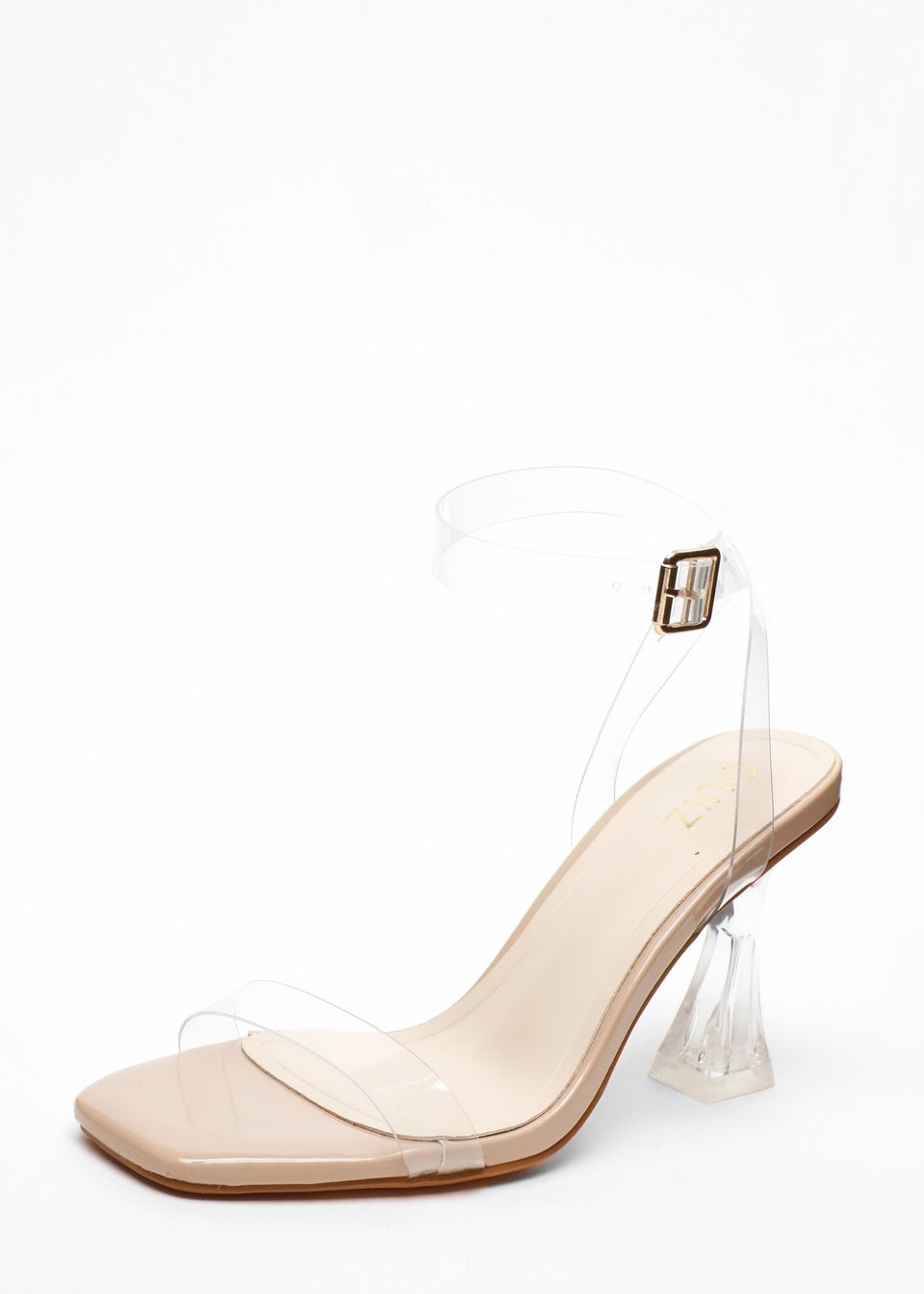 Quiz Natural Clear Flared Heeled Sandals