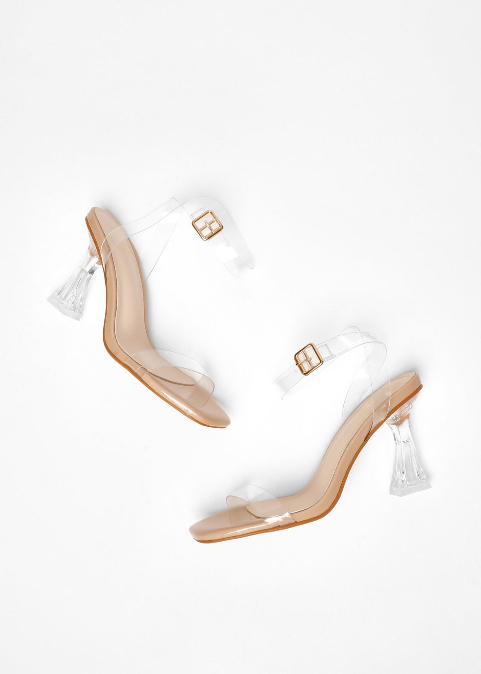 Quiz Natural Flared Heeled Sandals