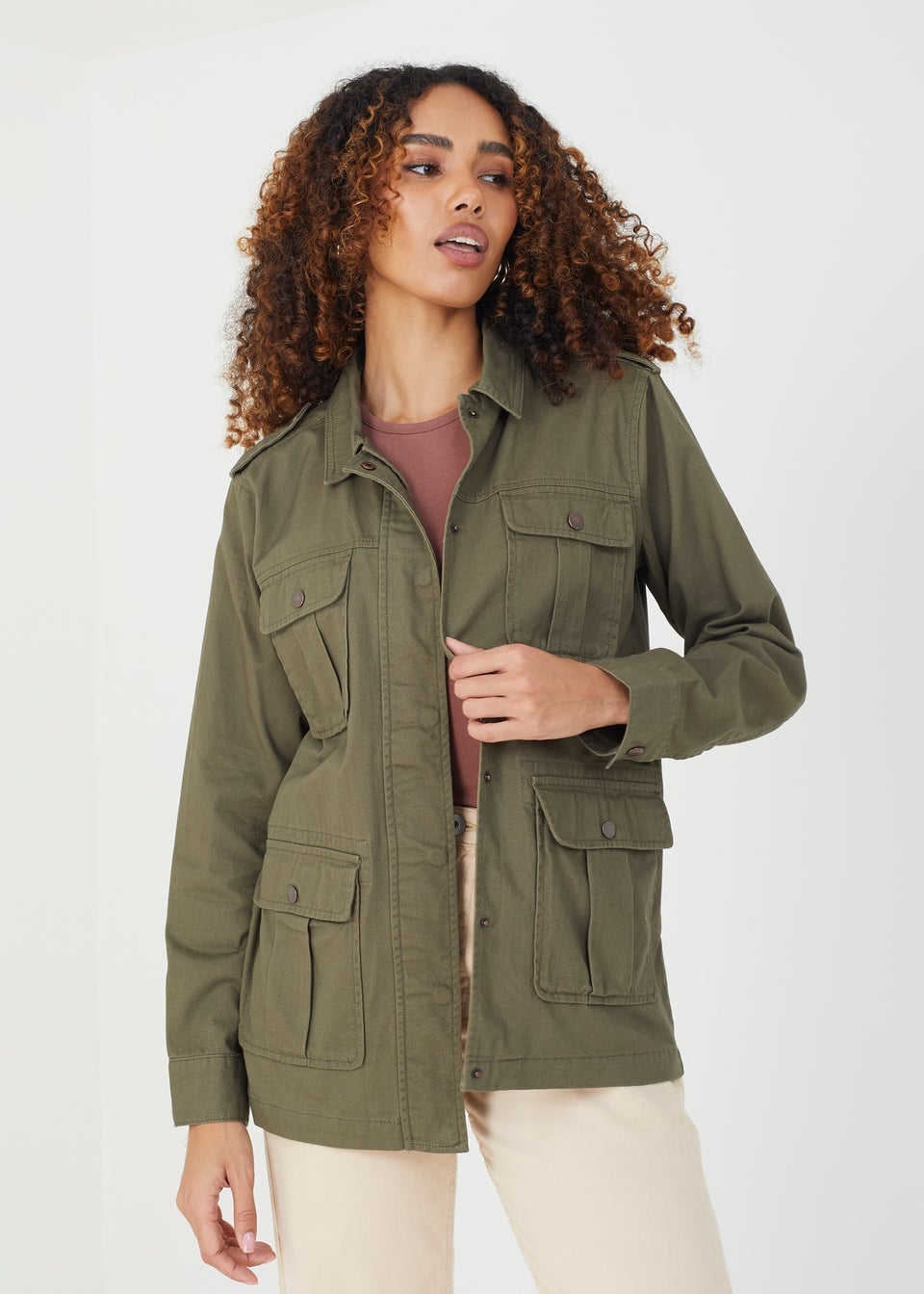 Brave Soul Khaki Cotton Utility Jacket