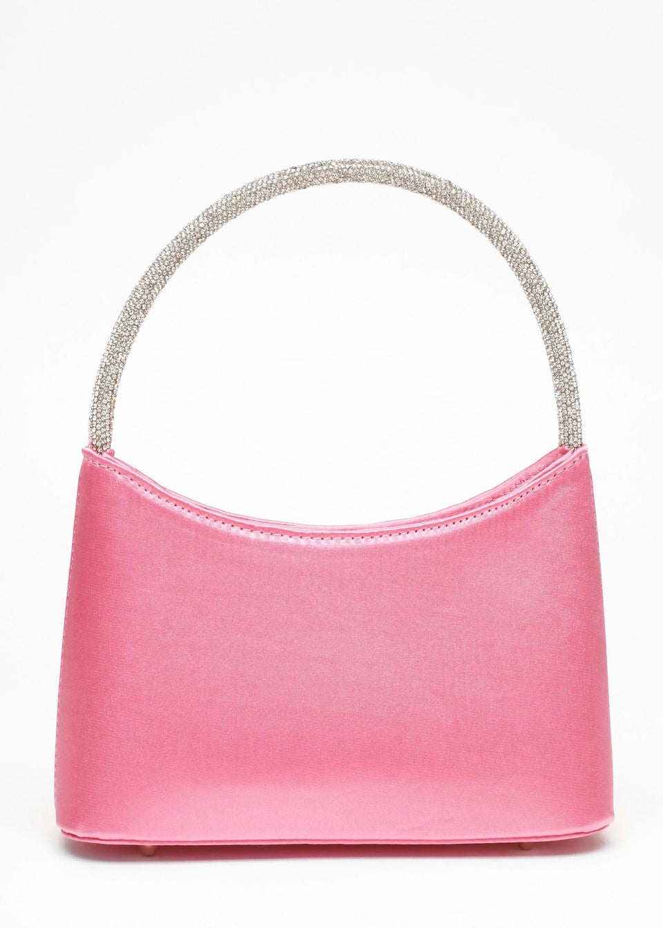 Quiz Pink Satin Diamante Handle Bag