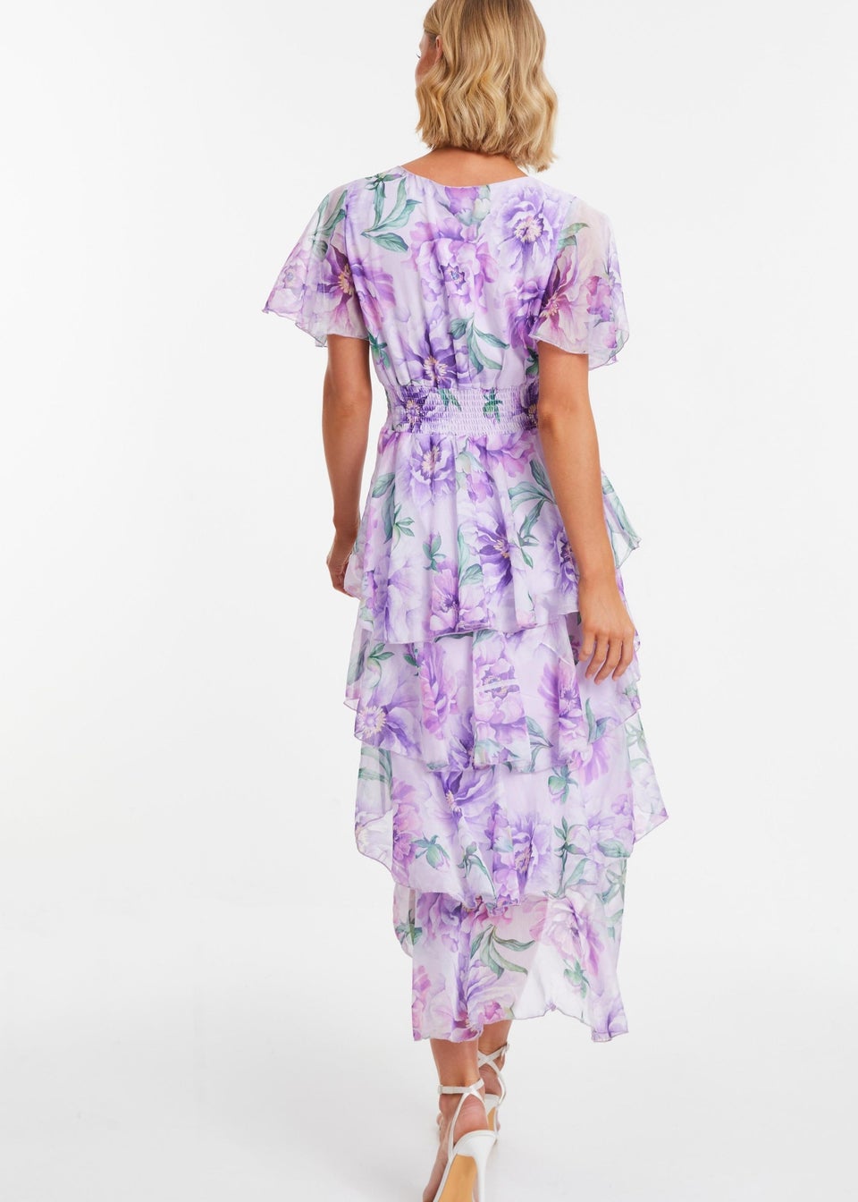 Quiz Purple Chiffon Frill Dip Hem Dress