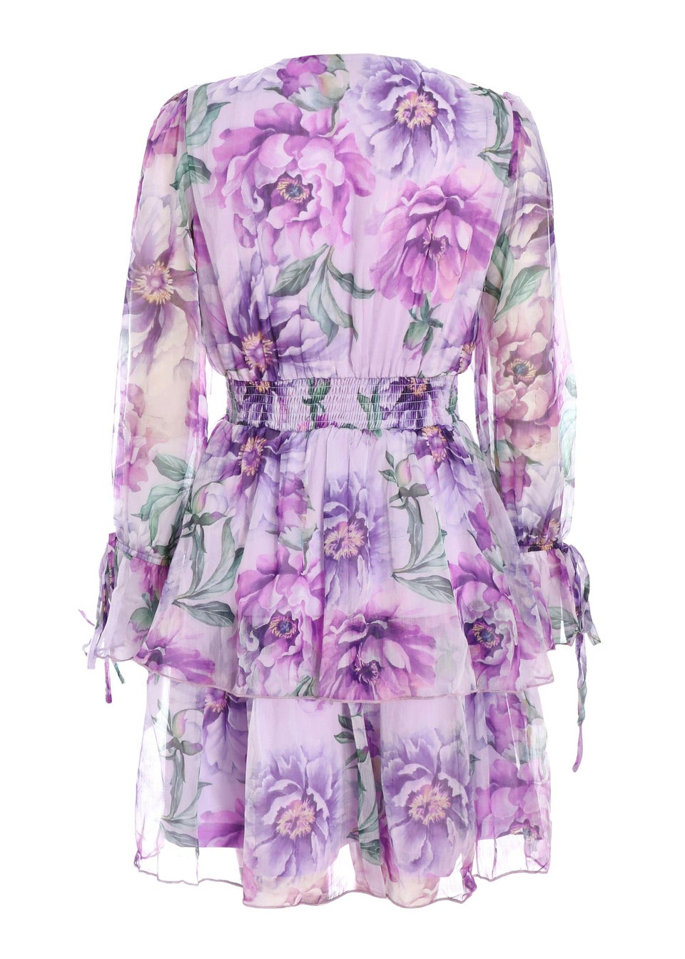 Quiz Purple Floral Chiffon Tiered Skater Dress