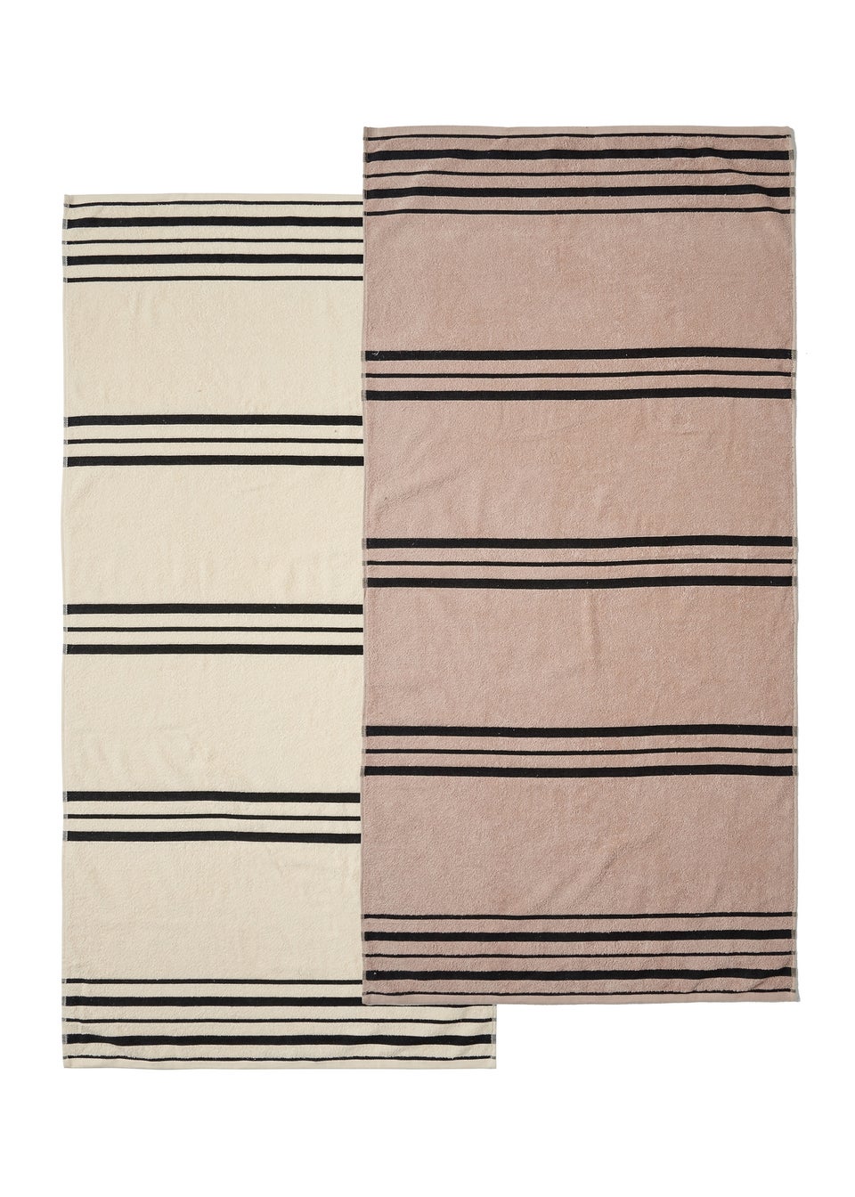 Catherine Lansfield Banded Stripe Cotton Beach Towel Pair