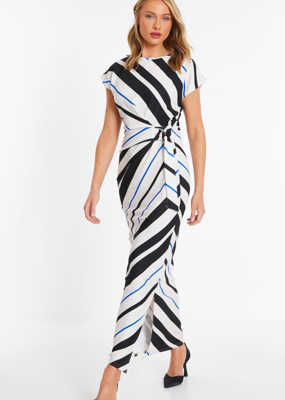 Quiz Multi Stripe Tie Belt Midaxi Dress