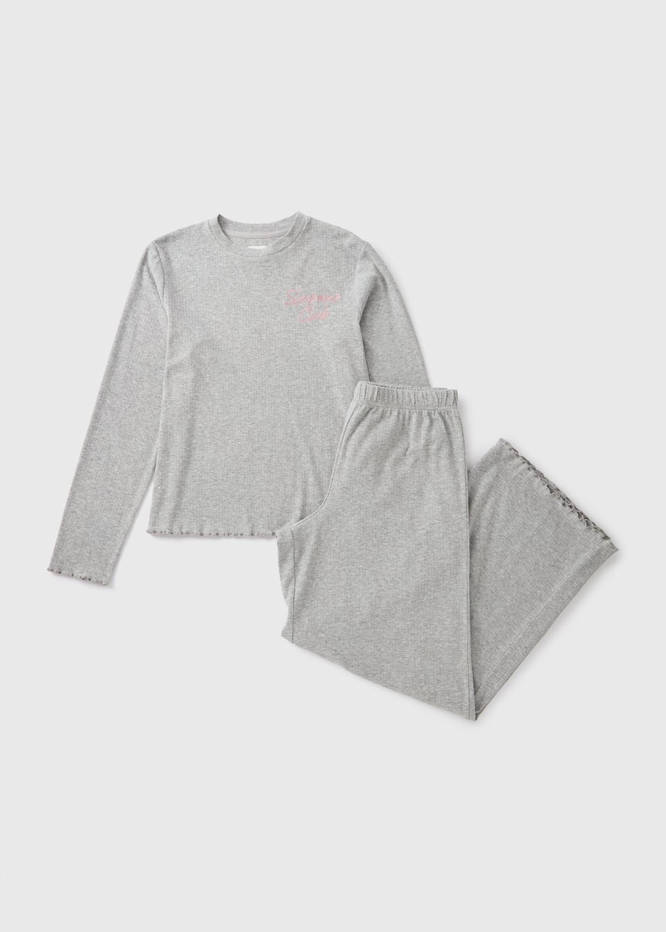 Grey Ribbed Pyjama Set