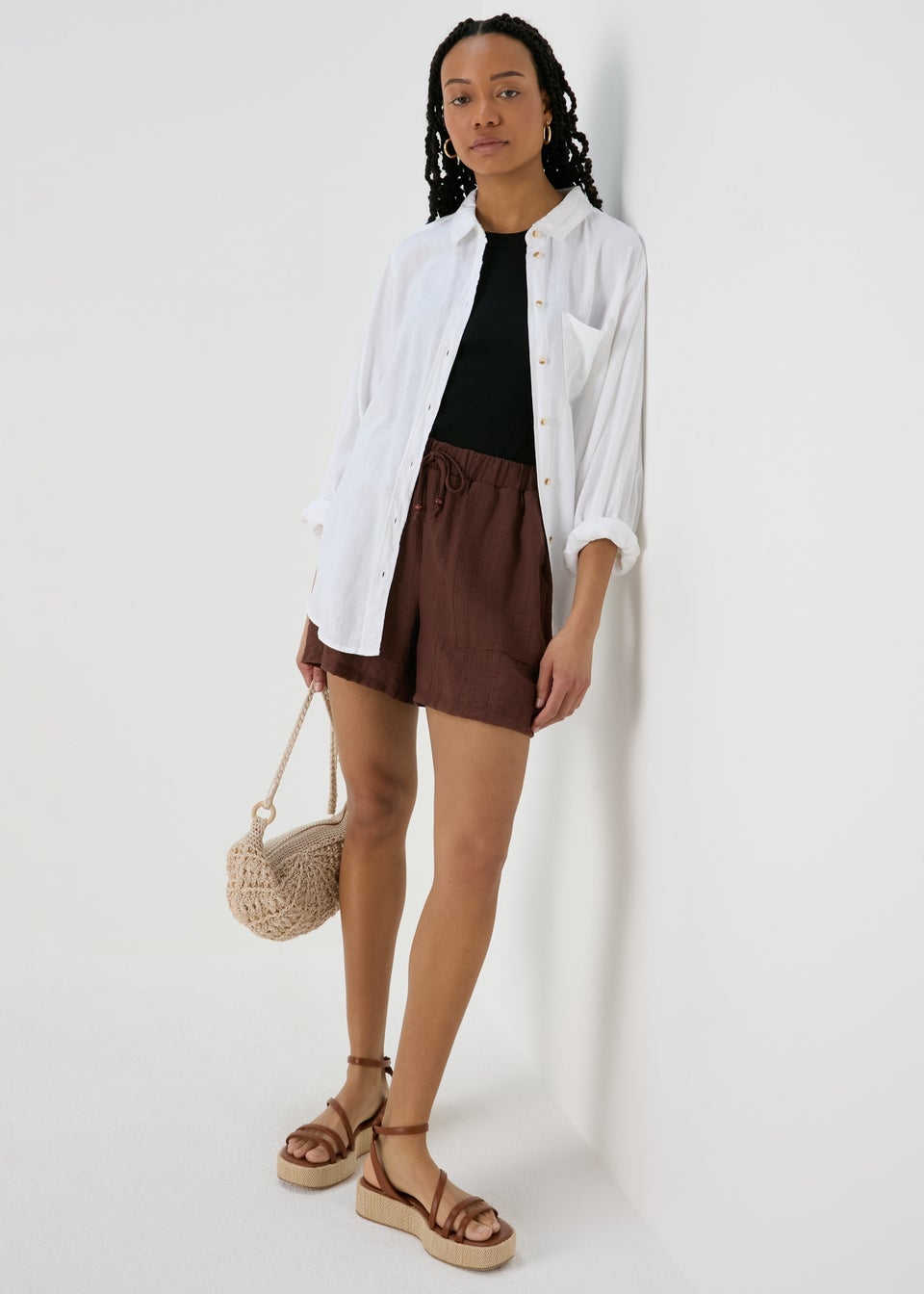 Brown Soft Textured Shorts