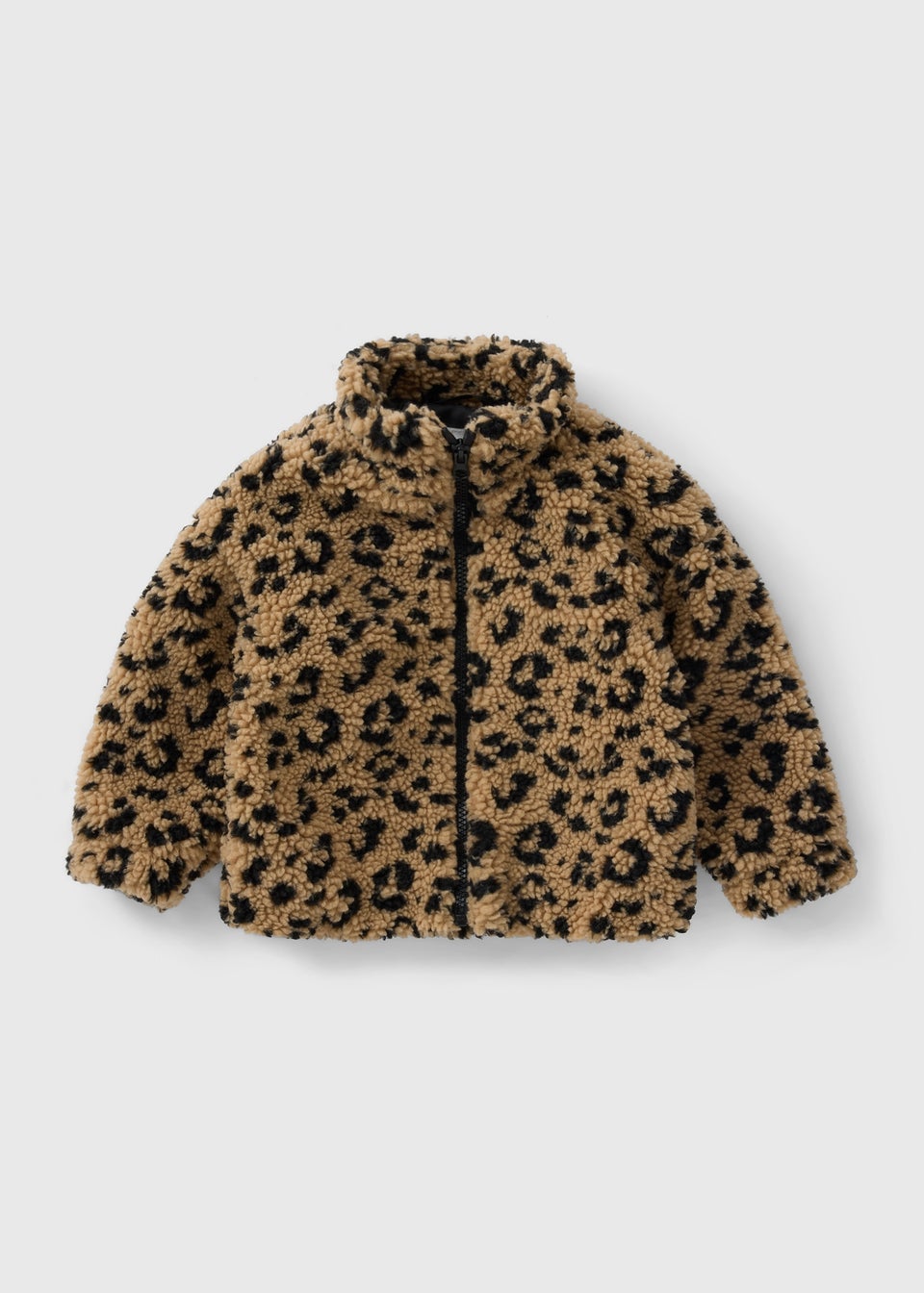 Girls Tan Leopard Print Borg Jacket 1 7yrs Matalan