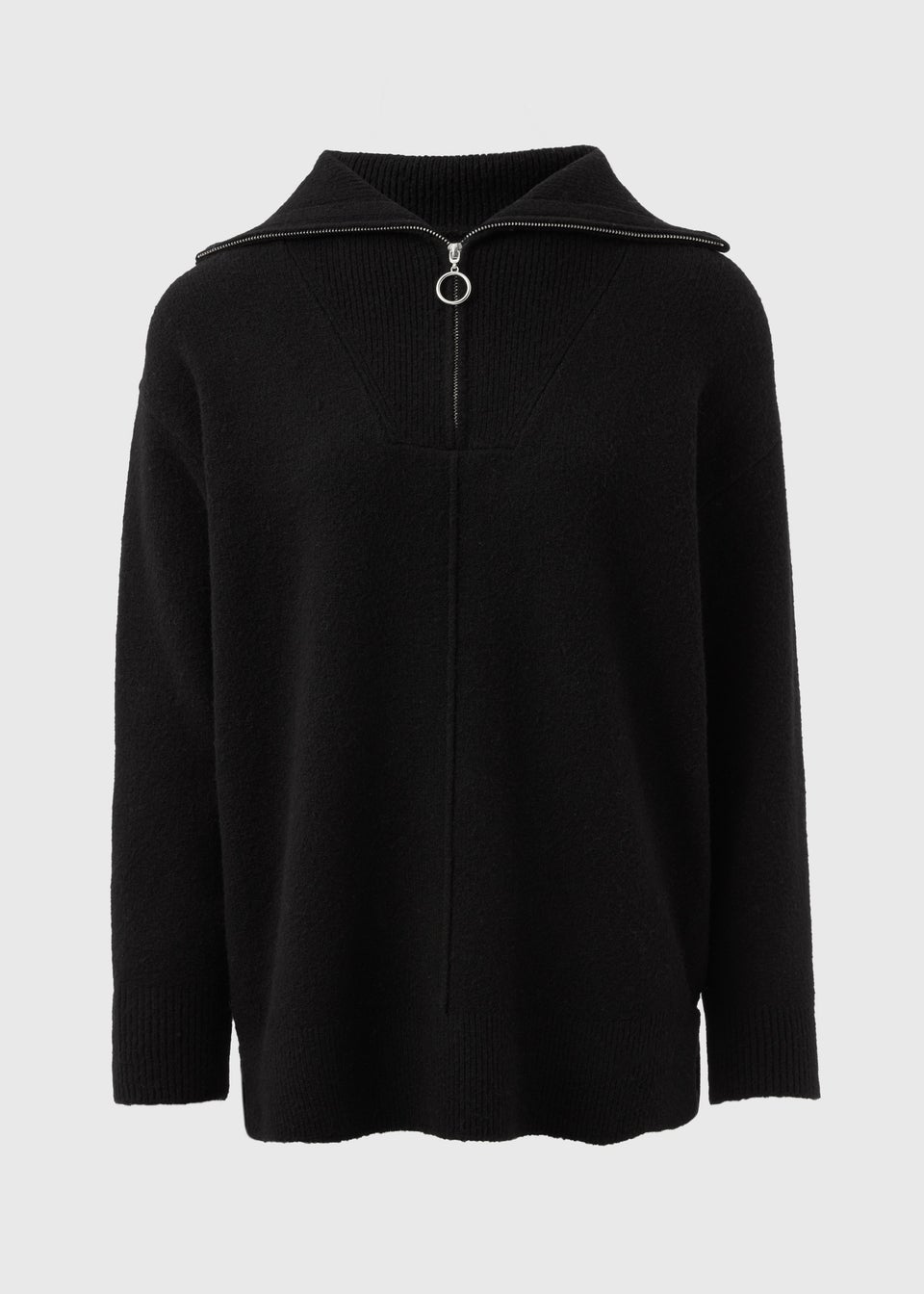 Black Knitted Half Zip Jumper