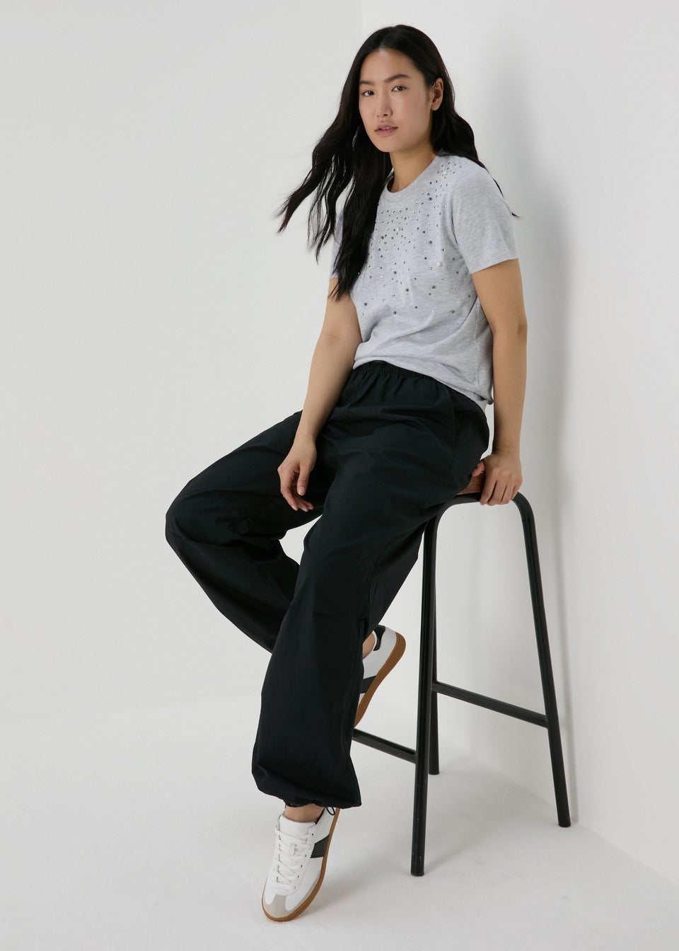 Grey Embellished T-Shirt