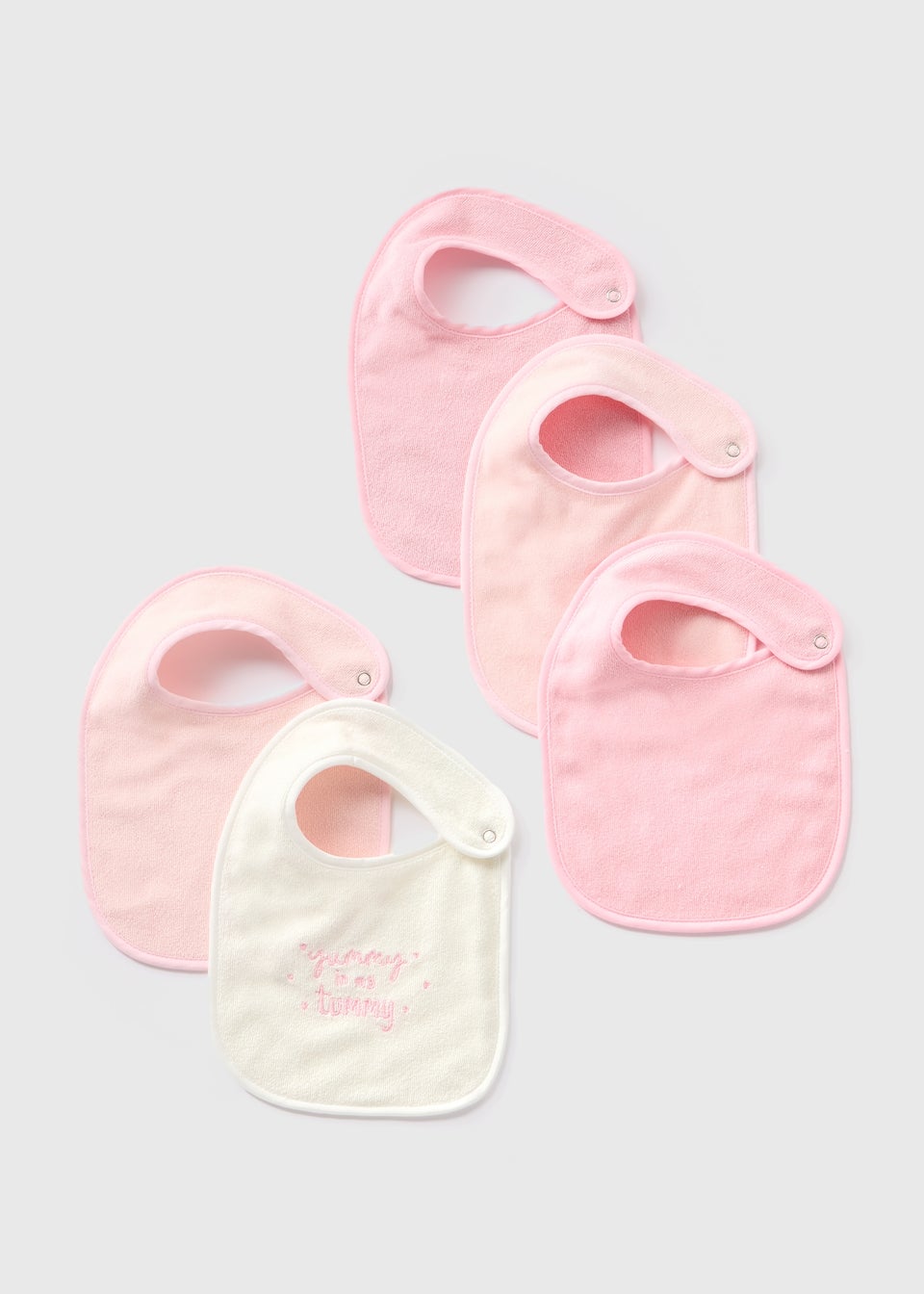 5 Pack Baby Pink Bibs