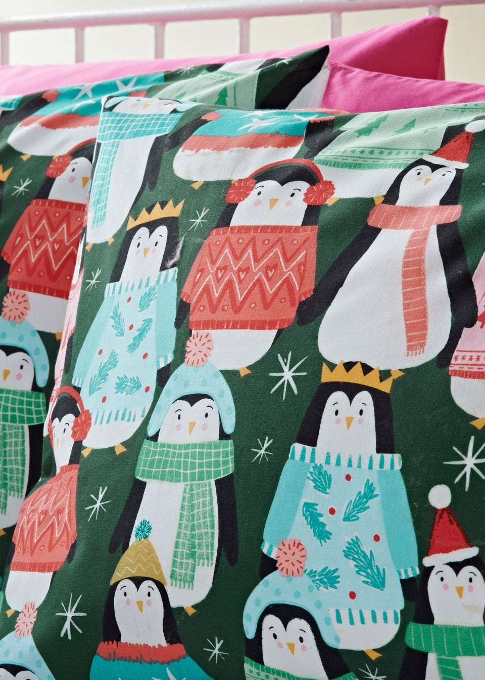 Joyful Multicoloured Penguin Duvet Set