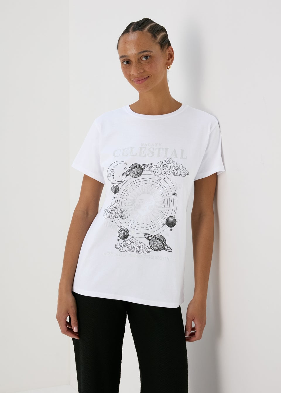 White Celestial Graphic T-Shirt