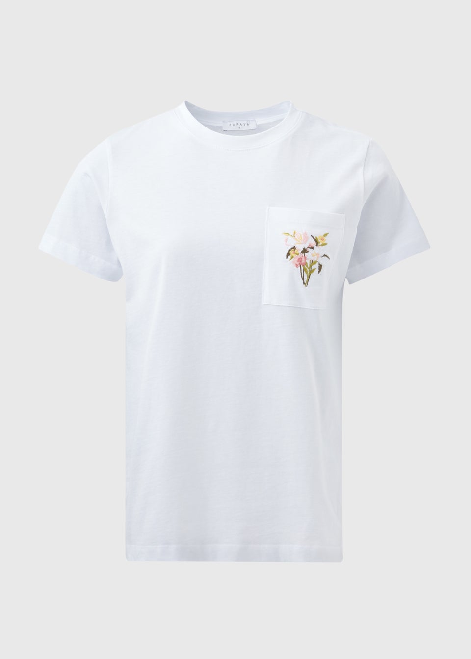 White Embroidered Pocket T-Shirt