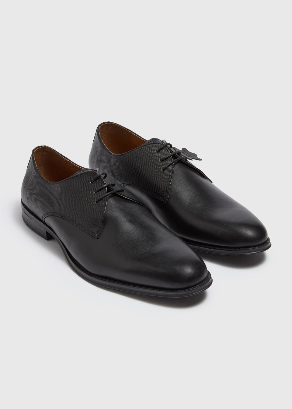 Taylor Wright Black PU Leather Derby Shoes Matalan