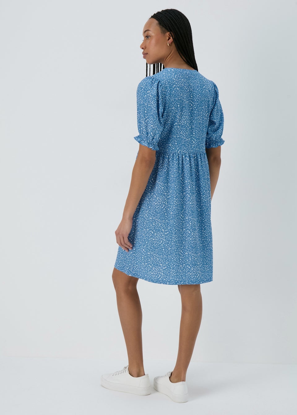 Blue Textured Mini Dress