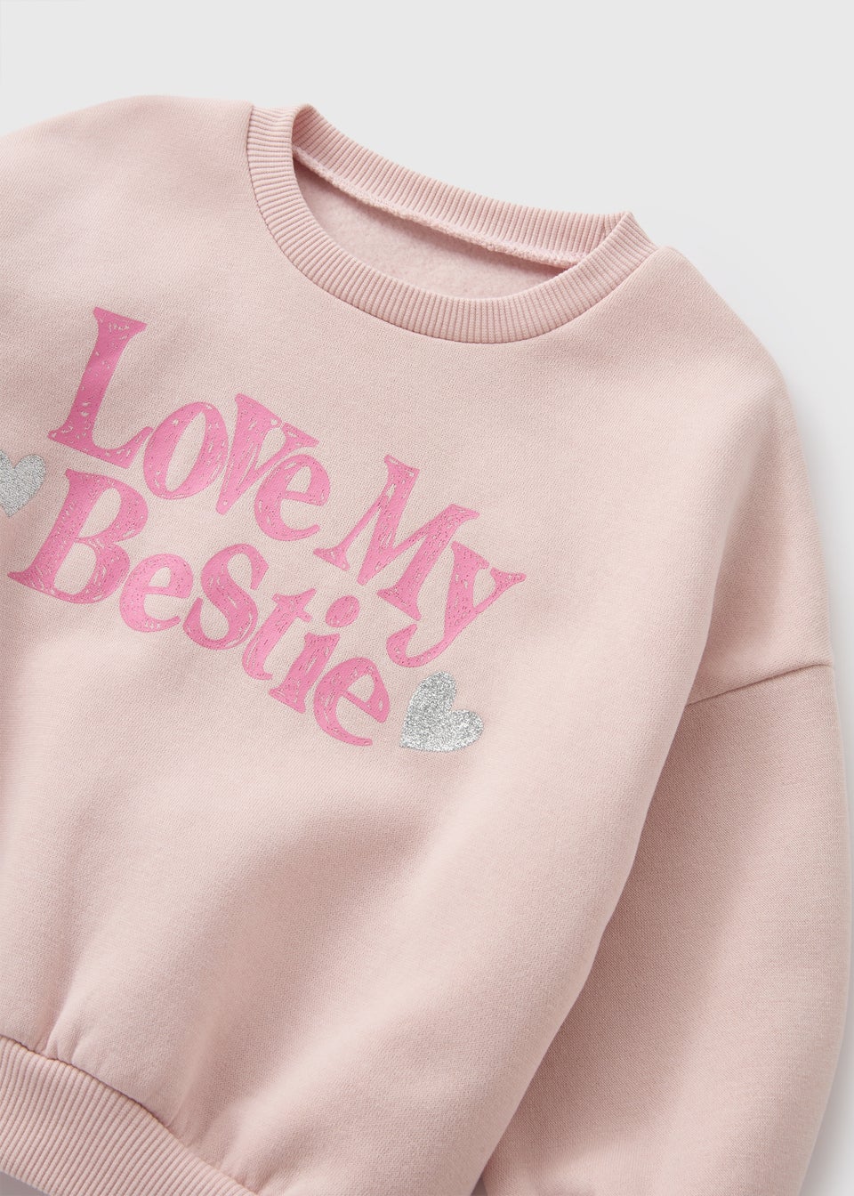 Girls Pink Love My Bestie Sweatshirt (1-7yrs)