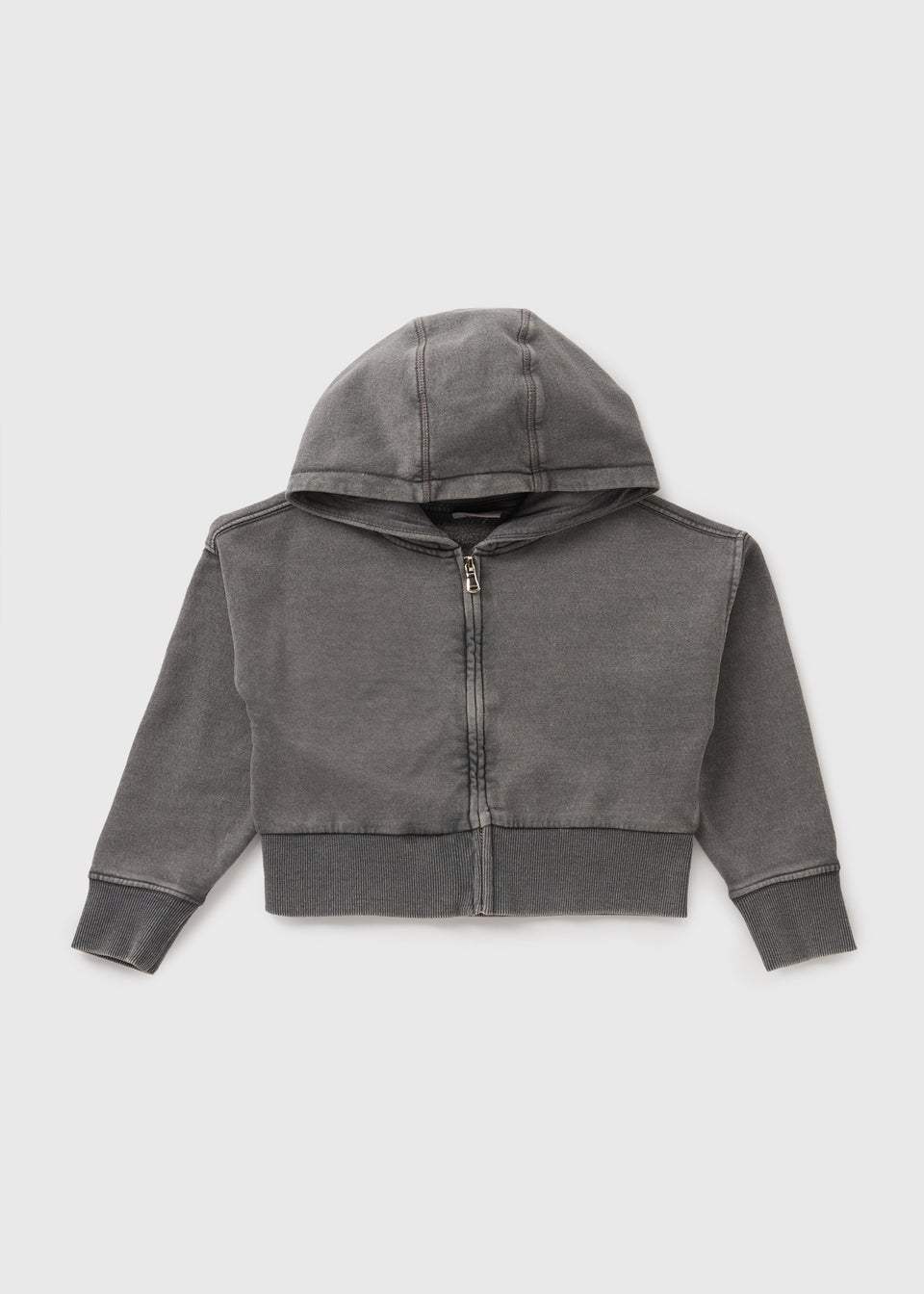 Girls Charcoal Acid Wash Zip Up Hoodie 7 15yrs Matalan