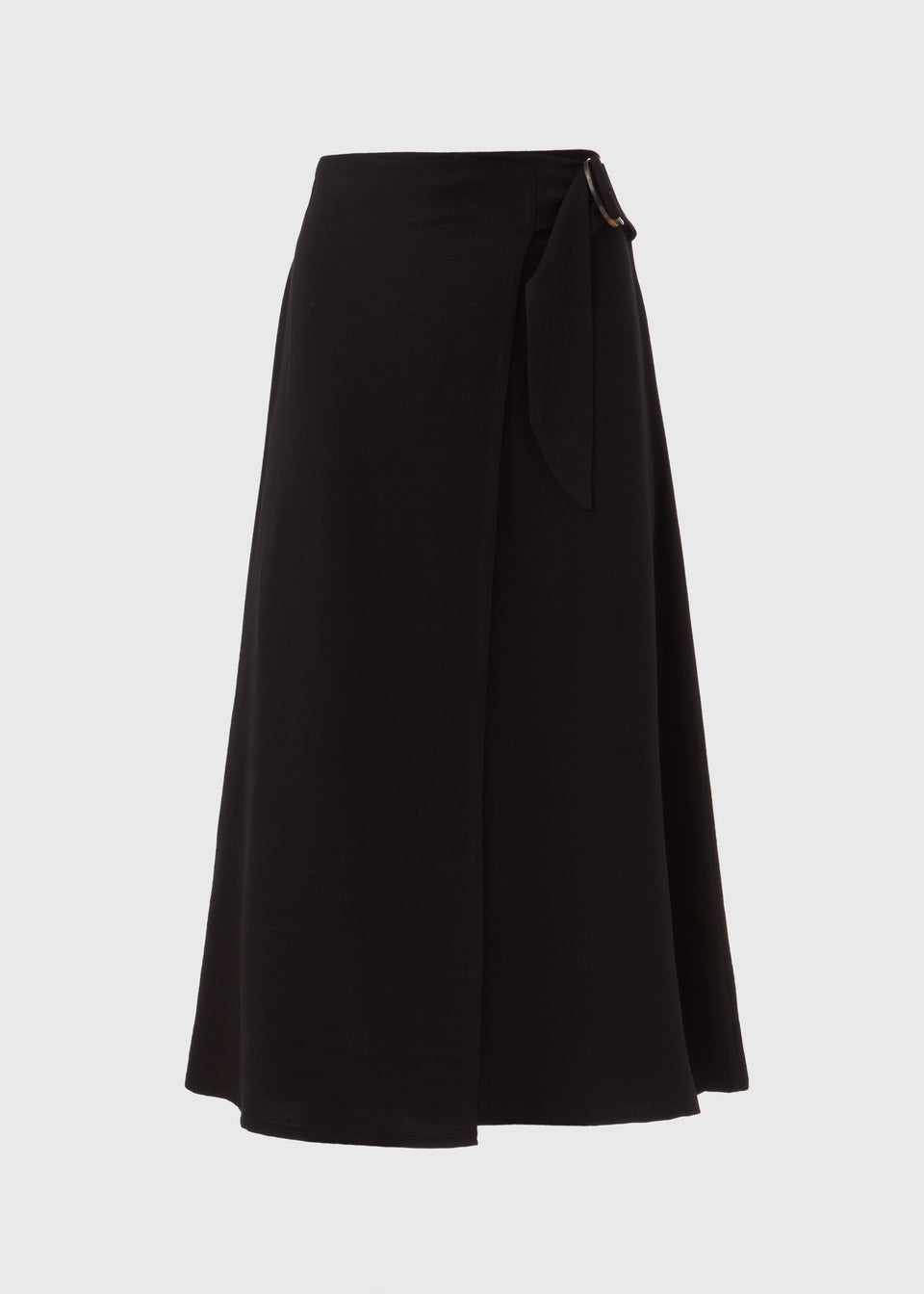 Black Buckle Tie Midi Wrap Skirt Matalan