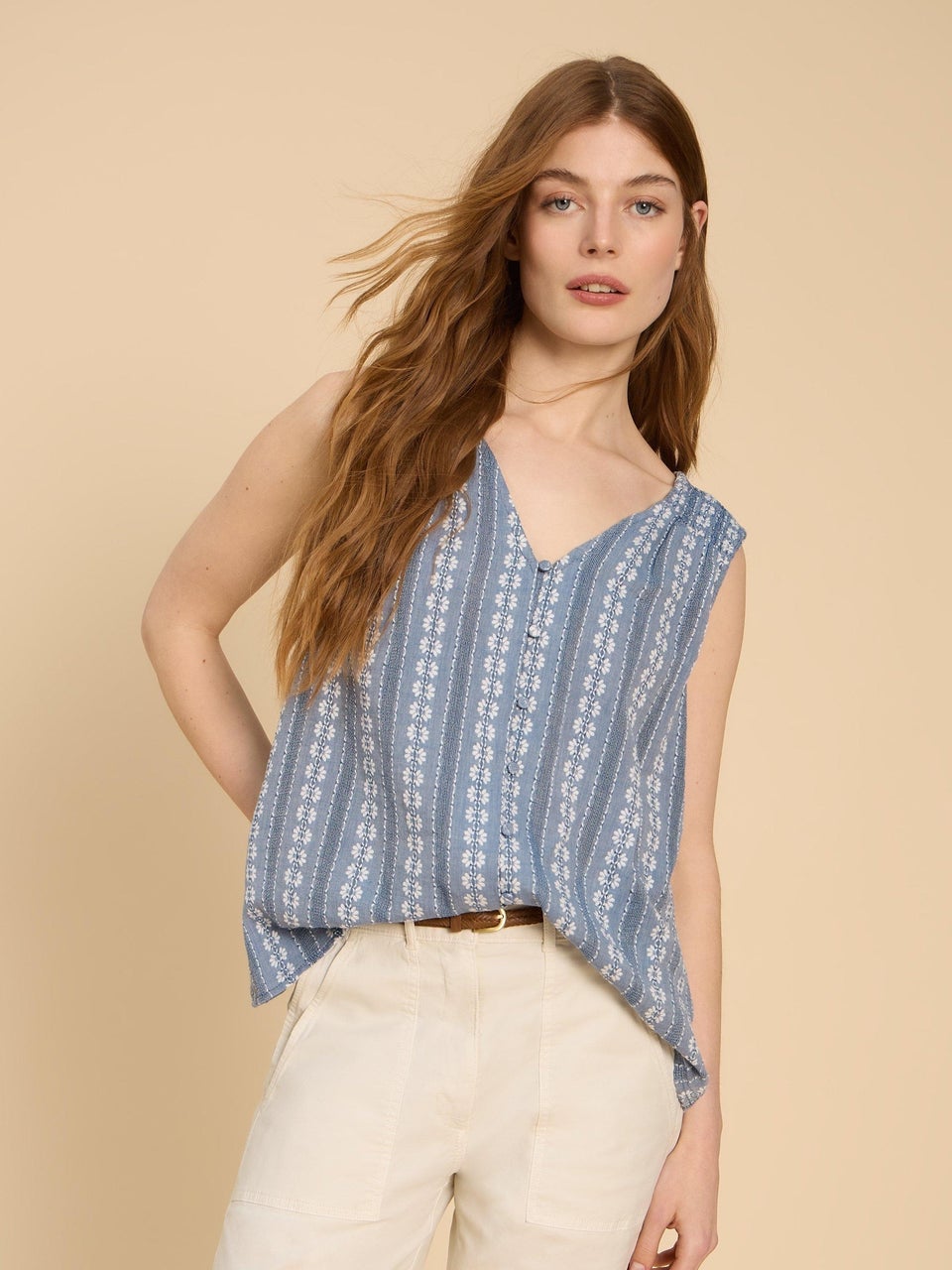 Rhiannon Ärmelose Bluse aus Bio-Baumwolle