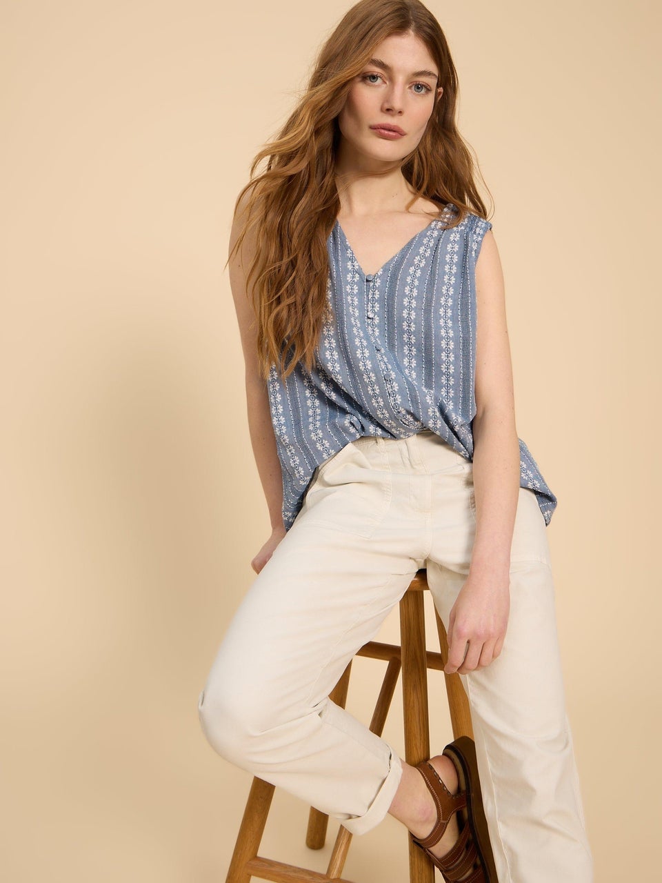 Rhiannon Ärmelose Bluse aus Bio-Baumwolle